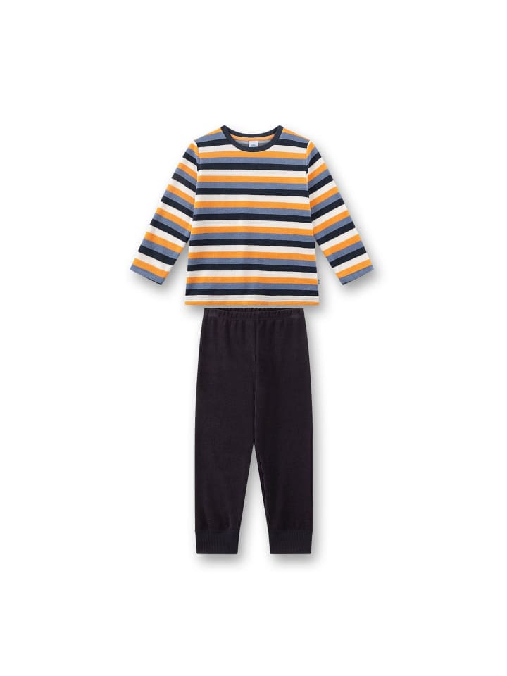 Pyjama 1er Pack in Blau/Orange/Weiß