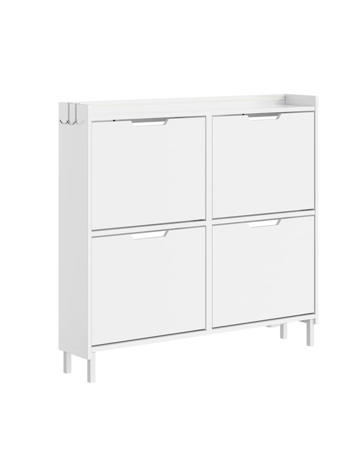 Schuhschrank in Matte Weiß - (W) 19 x (H) 93 x (L) 100 cm