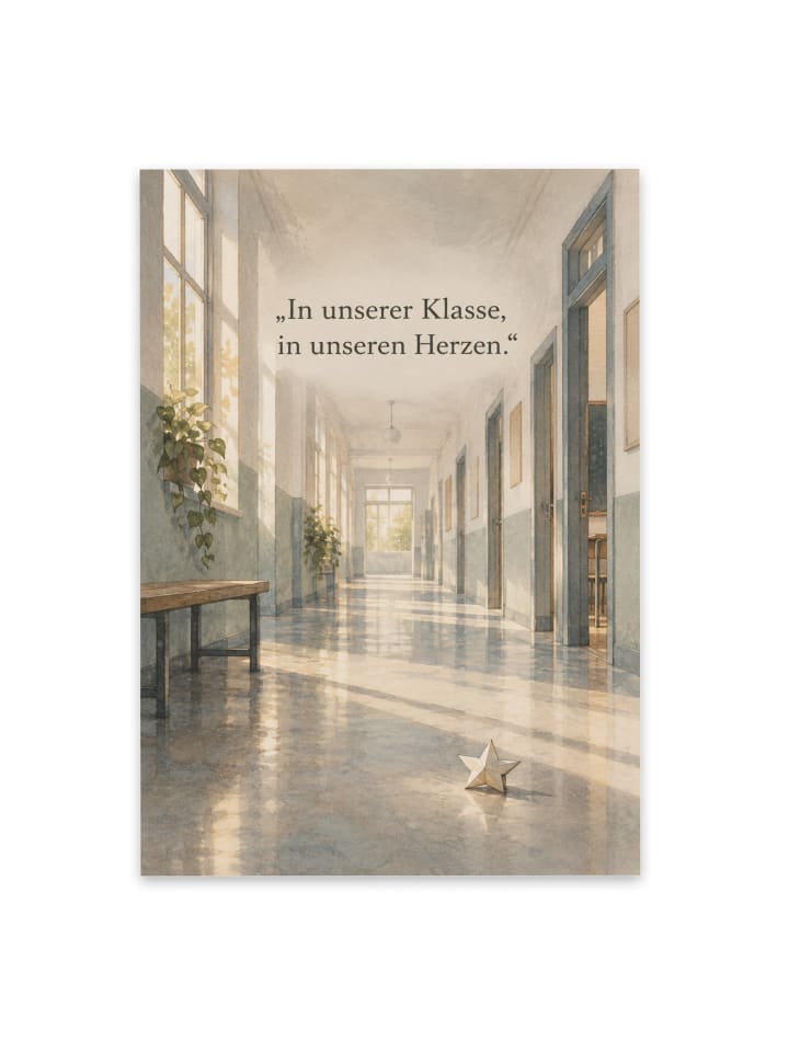 Trauerkarte Schulflur tröstlich Design mit Spruch in Weiß