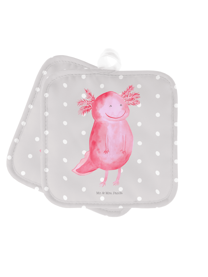 Ofenlappen Axolotl Glücklich ohne Spruch in Grau Pastell