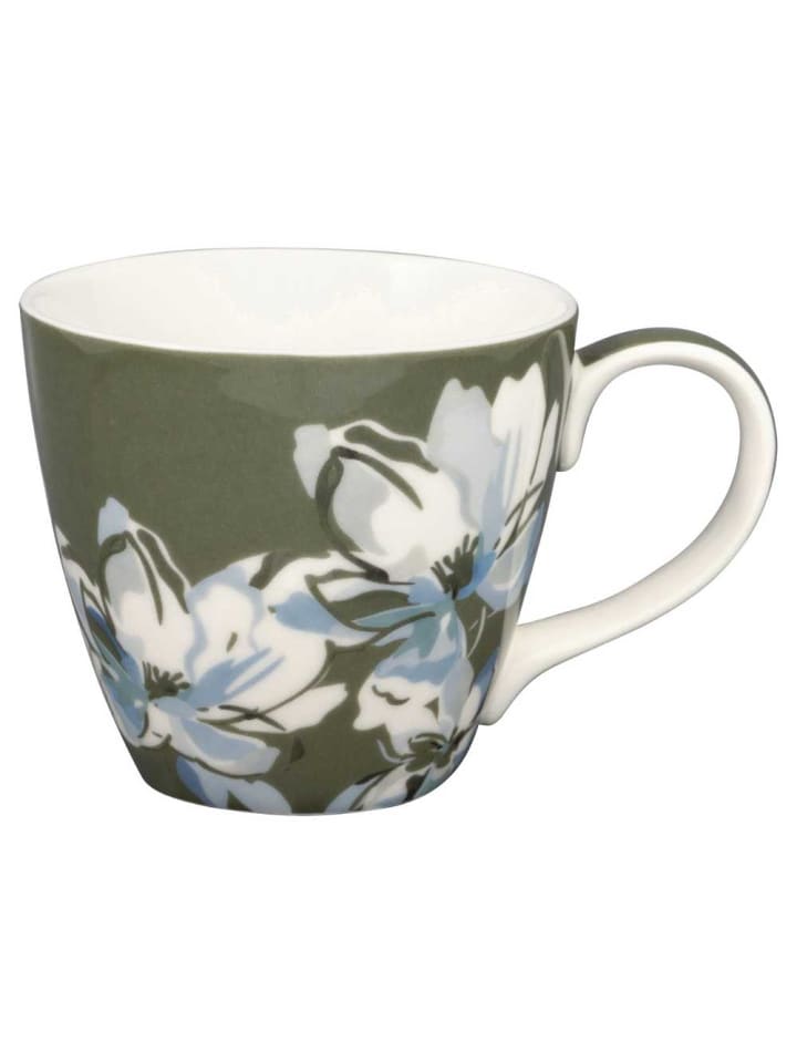 Becher EVIA Olivgrün mit Blumen