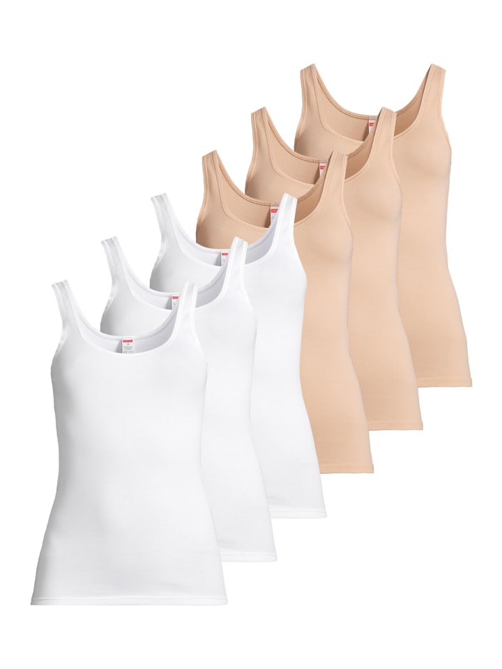 Unterhemd / Top Feinripp in Weiß / beige