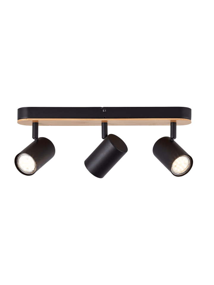 Spotbalken, 3-flammig Niels 14,5x40,5x5,5 cm in schwarz matt/natur