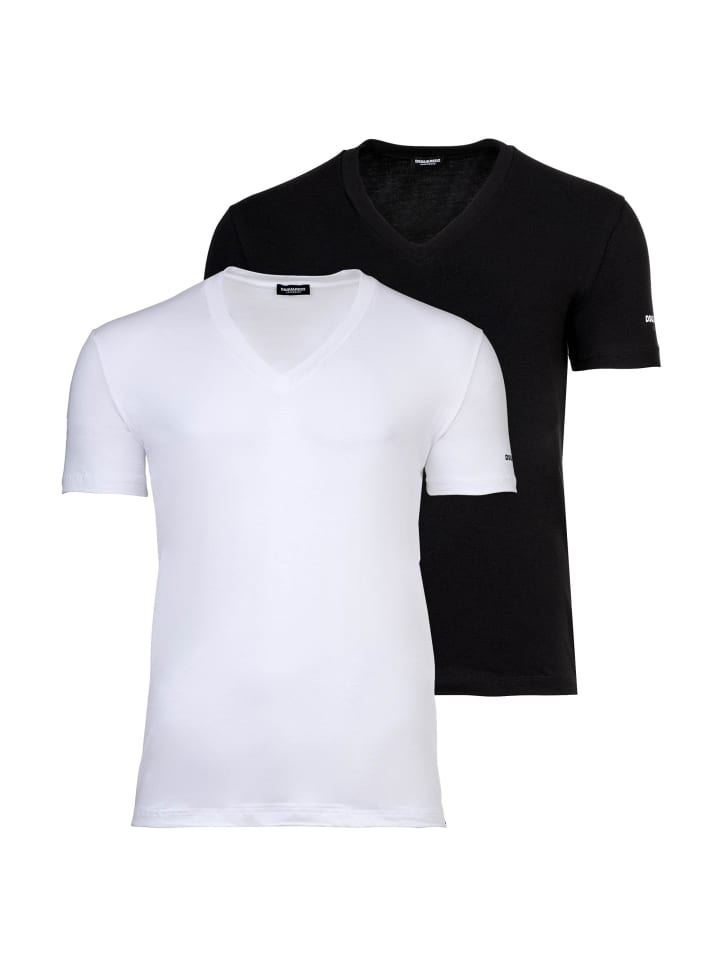 T-Shirt 2er Pack in Schwarz/Weiß
