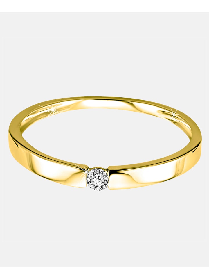 Solitär-Ring aus 375 Gelbgold mit 0.05 Karat Diamant
