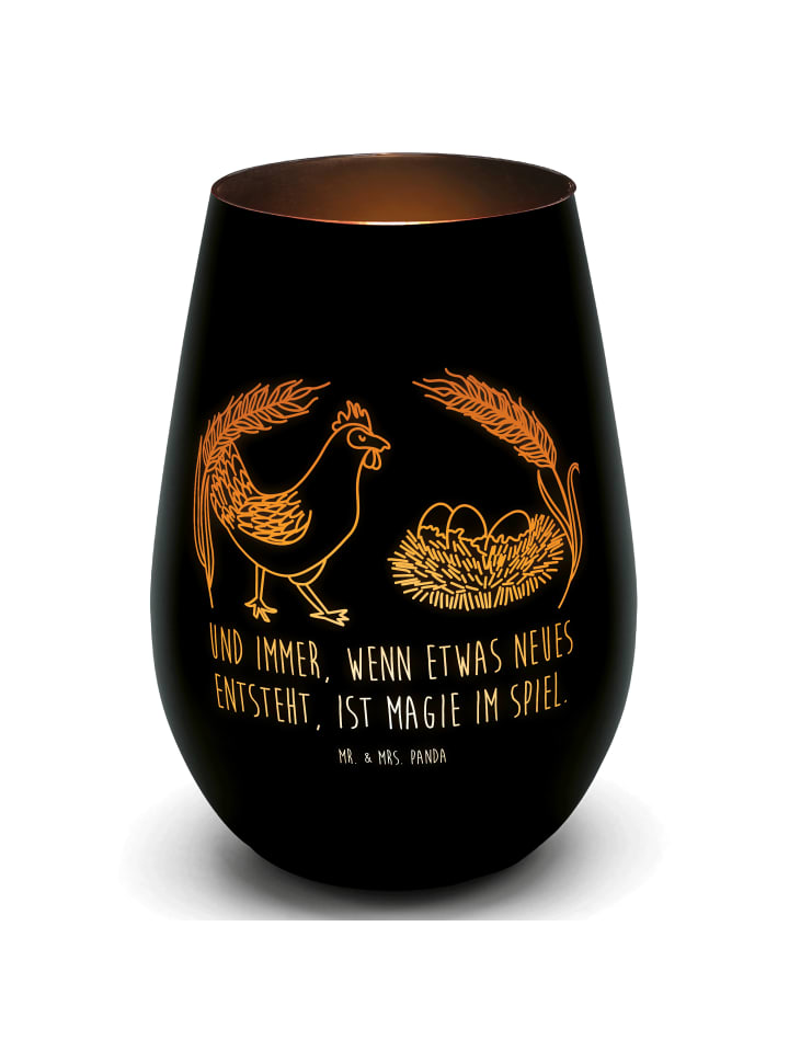 Windlicht Huhn Stolz mit Spruch in Schwarz