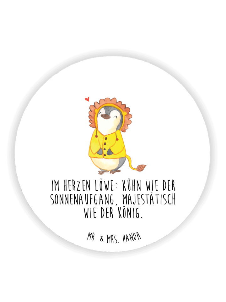 Rund Magnet Löwe Astrologie mit Spruch in Weiß
