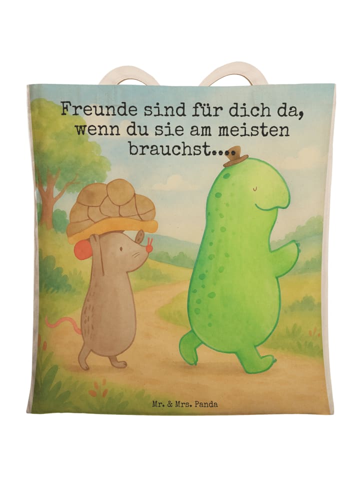 Umhängetasche Schildkröte Maus Design mit Spruch in Weiß