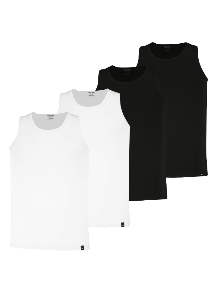 Unterhemd 4er Pack in Schwarz/Weiß