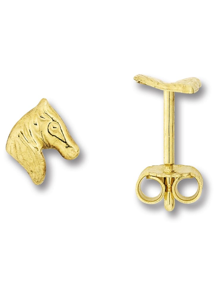 Pferd Ohrringe Ohrstecker aus 333 Gelbgold in gold