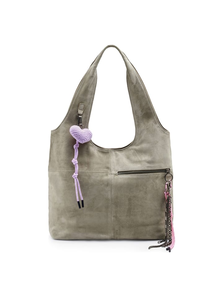 Beautiful Mess Schultertasche Leder 40 cm taupe