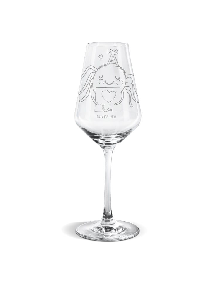 Weißwein Glas Spinne Agathe Brief ohne Spruch in Transparent