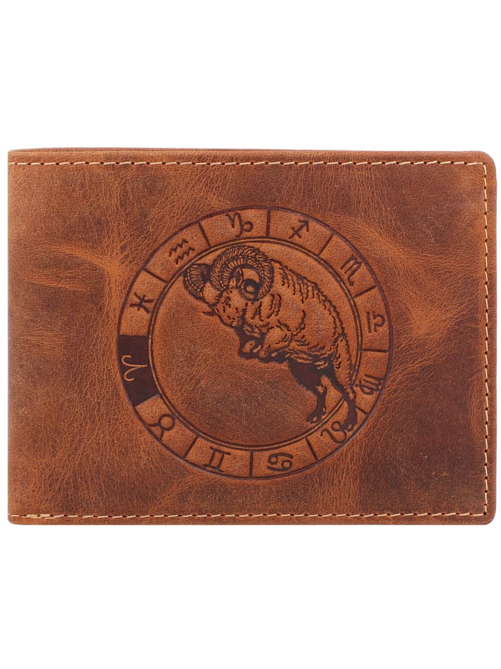 Vintage Geldbörse Leder 12 cm widder