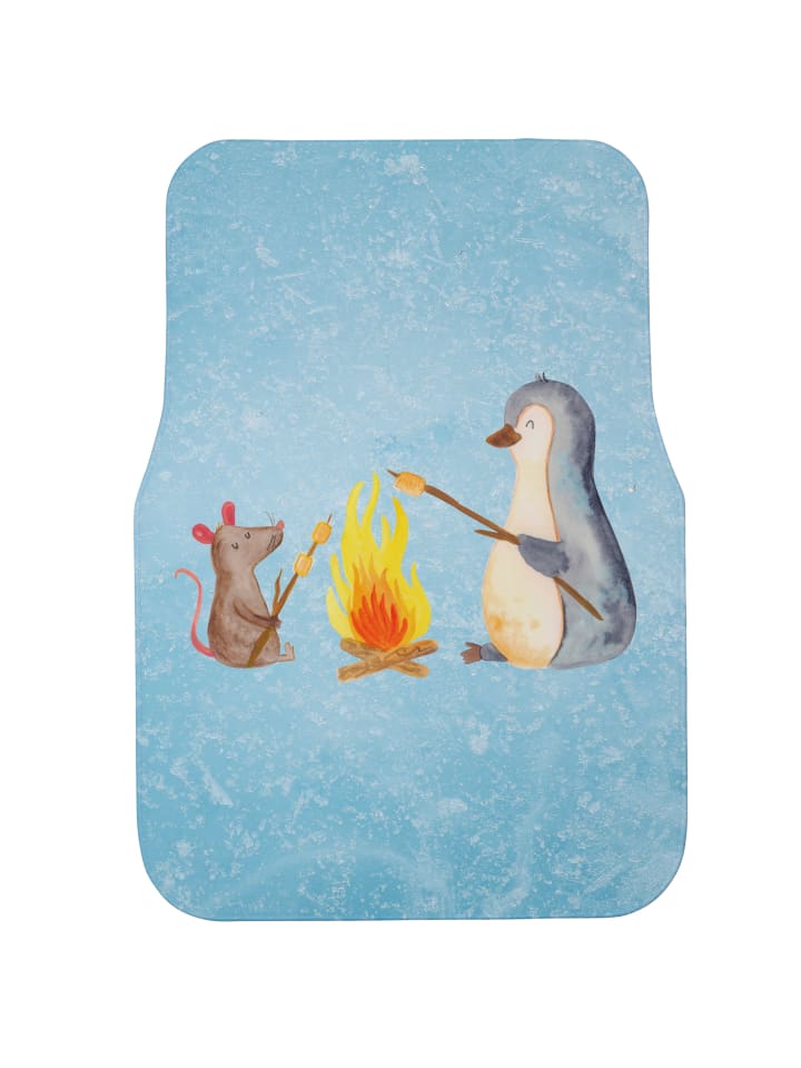 Auto Fußmatte Pinguin Lagerfeuer ohne Spruch in Eisblau