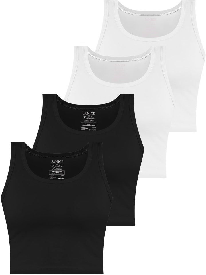 4 x Damen crop Top Namlea in Schwarz/Weiß