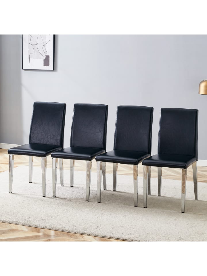 Esszimmerstuhl in Silver mit goldenen Beinen 4er Set