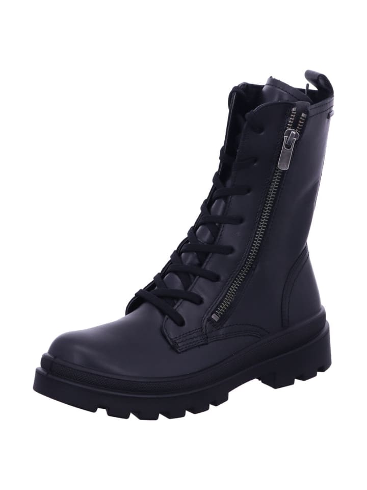 Damen Winterschuhe warm Stiefelette Leder \ LUSIA in Schwarz