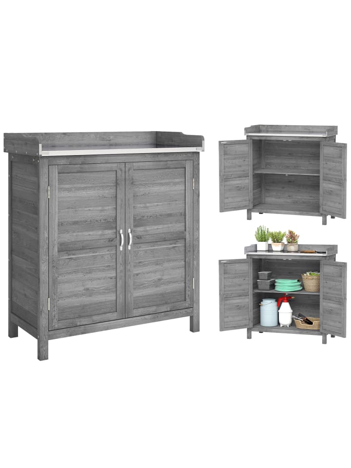 Gartenschrank in Grau 83L x 40B x 92H cm