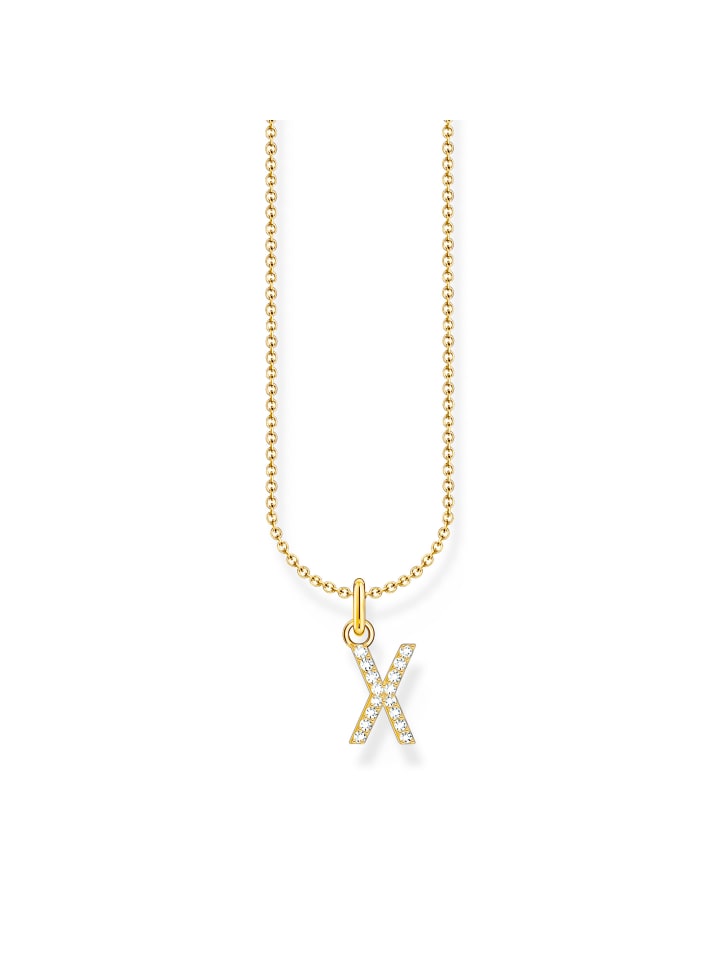 Kette Mit Buchstaben-Anhänger X in gold, weiß