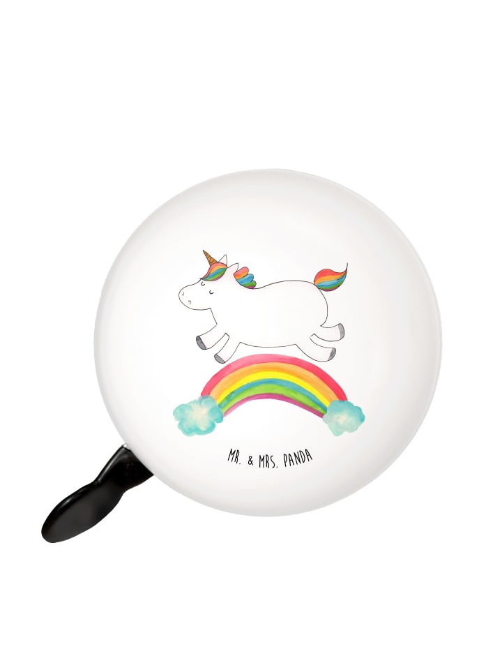 Glocke für Fahrrad Einhorn Regenbogen ohne Spruch in Weiß