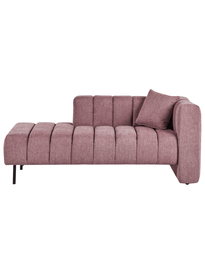 Chaiselongue LANNILS in Rosa/Schwarz - (W) 173 x (H) 73 x (L) 79 cm rechtsseitig