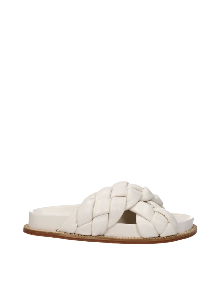 Beige Leder Hausschuhe
