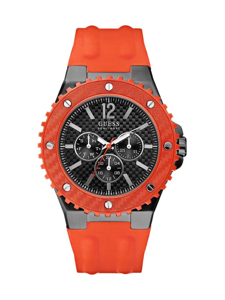 Quarzuhr in Orange/Schwarz 45 mm