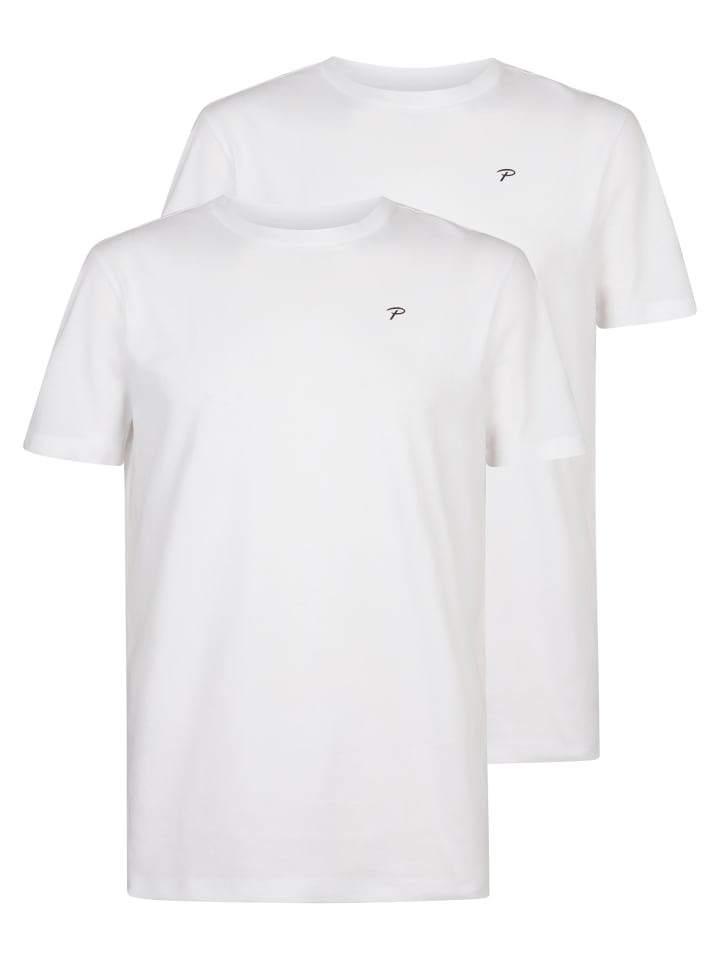2er-Pack Basic-T-Shirt Rundhals Rev in Weiß