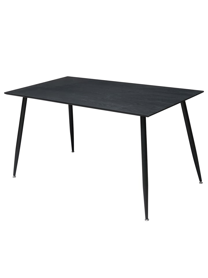 home24 Esstisch aus Echtholzfurnier und Metall im modernen Stil in Eiche Schwarz