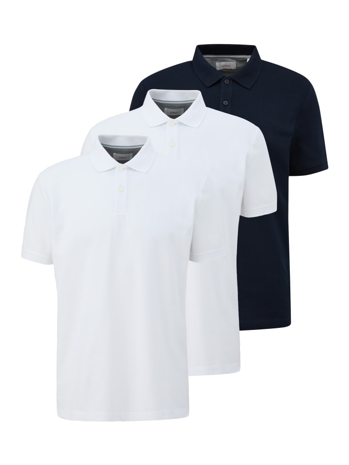 Poloshirt Basic in Weiß / blau