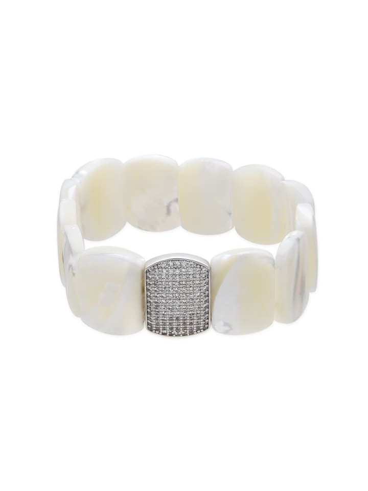 Armband in Silberoptik und weißem Perlmutt – Nawar