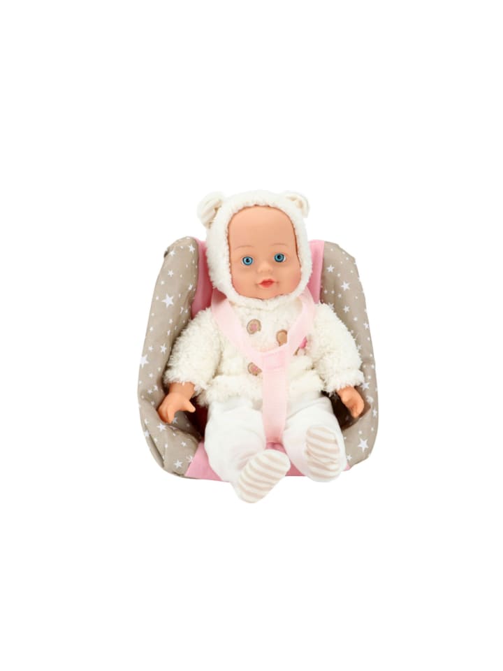 BEAU Babypuppe im Kindersitz in mehrfarbig