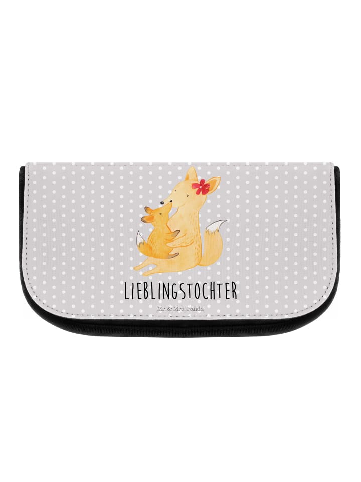 Kosmetiktäschchen Fuchs Mama mit Spruch in Grau Pastell