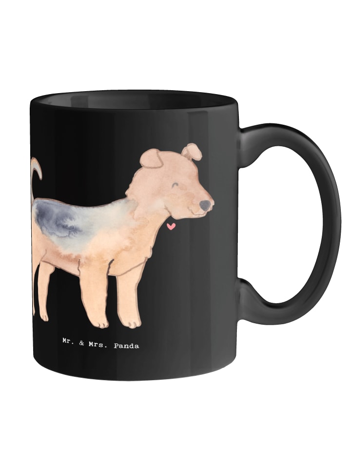 Becher Airedale Terrier mit Spruch in Schwarz