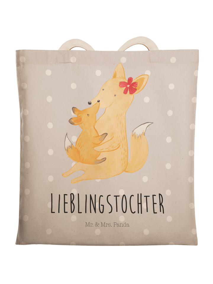 Shopper-Tasche Fuchs Mama mit Spruch in Grau Pastell