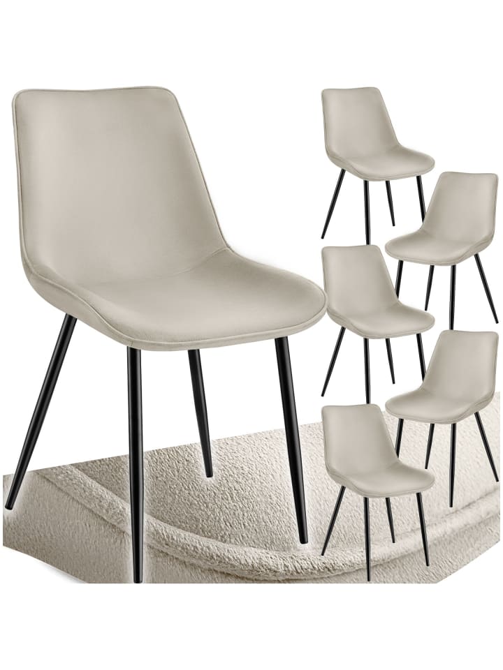 Stuhlset in Samtoptik mit ergonomischer Sitzschale und Stahlbeinen