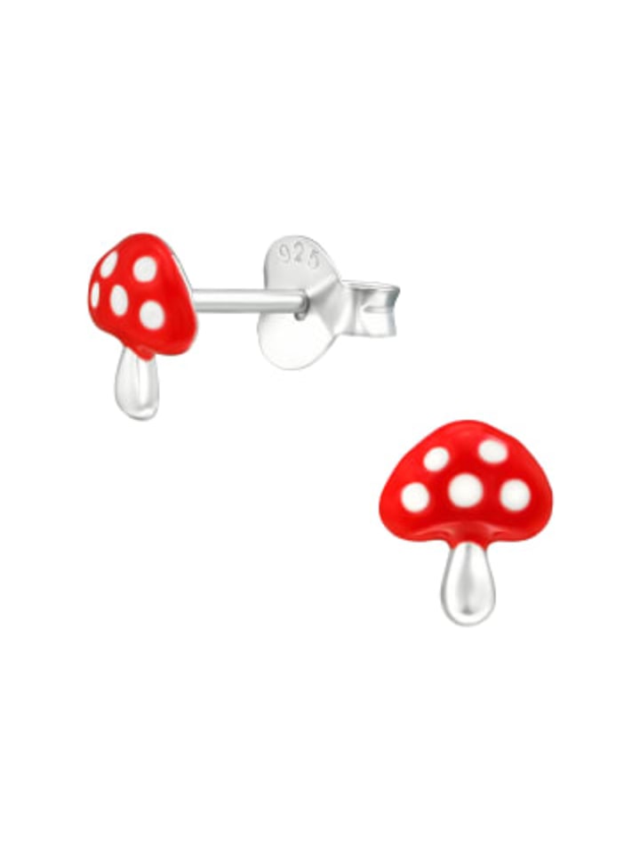 Ohrringe, Ohrstecker FLIEGENPILZ in 925 Sterling Silber, 2-tlg.