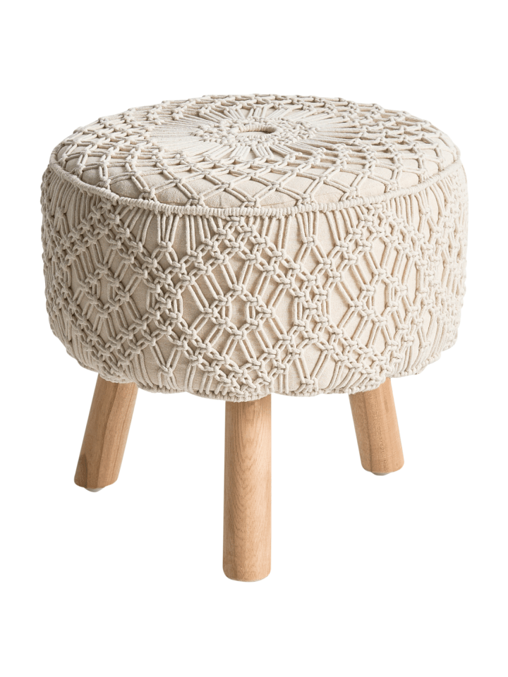 Hocker MANZAI in Beige/Braun - (W) 40 x (H) 44 x (L) 40 cm