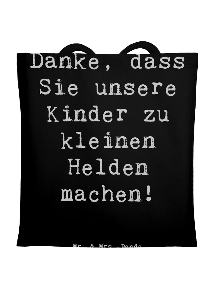 Tote Bag Spruch Erzieher Heldenmacher mit Spruch in Schwarz