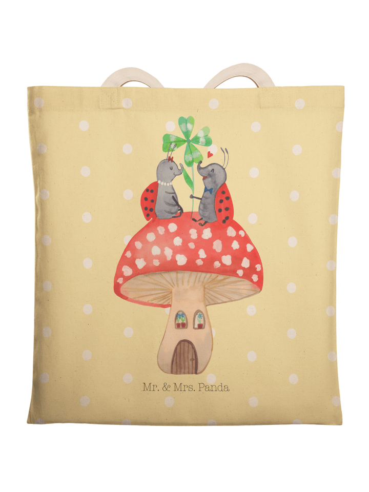 Tasche Marienkäfer Fliegenpilz ohne Spruch in Gelb Pastell