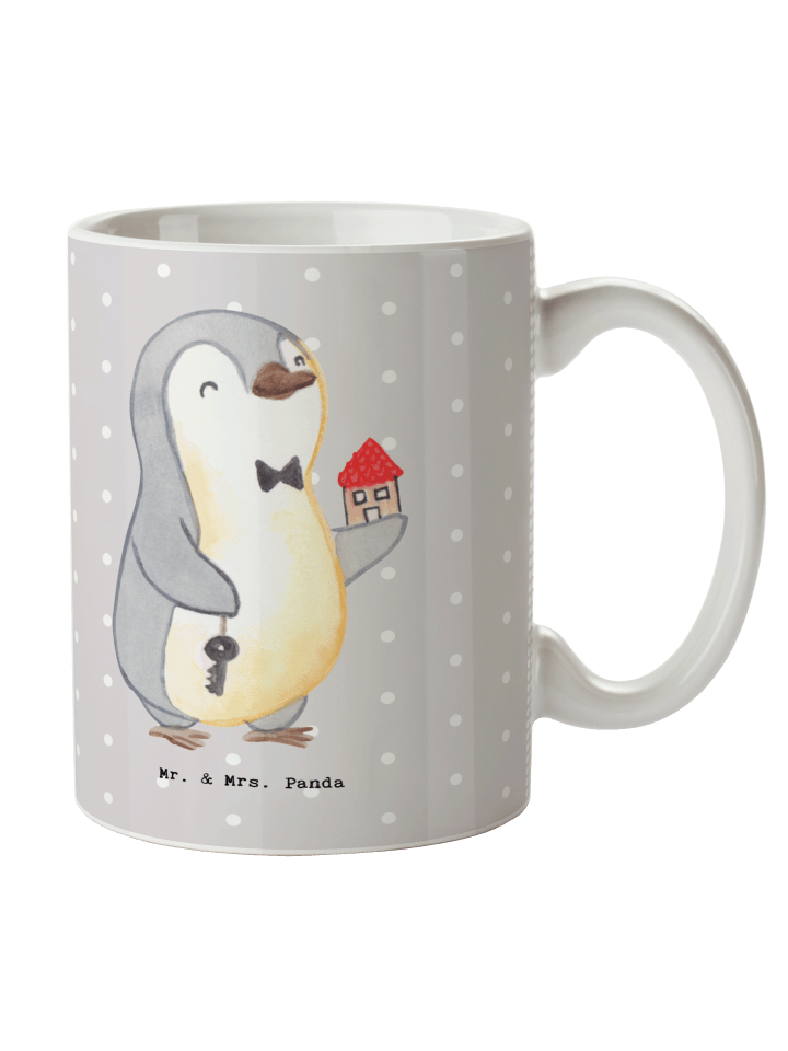 Kaffeetasse Immobilienmakler Herz ohne Spruch in Grau Pastell