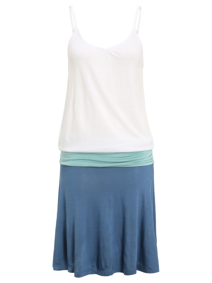 Strandkleid in weiß-türkis-blau