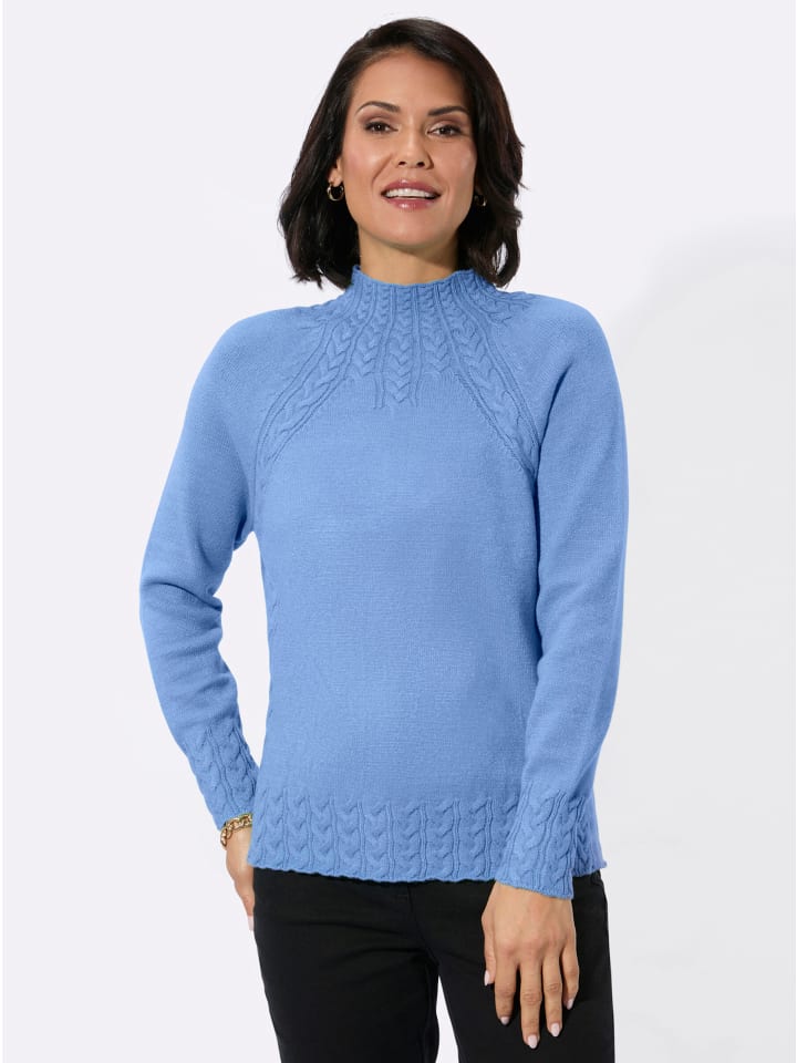 Stehkragen-Pullover in himmelblau