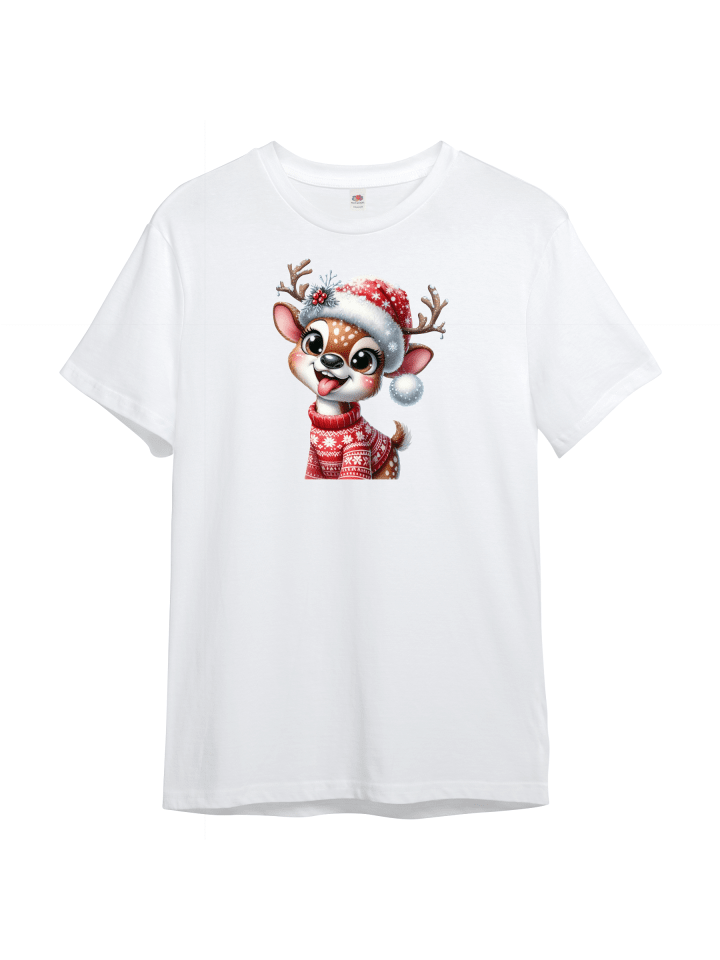 Kinder T-Shirt, freches Rentier in Weiss