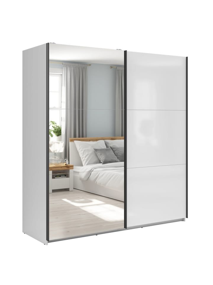 Schwebetürenschrank Tetrix weiß / weiß Hochglanz 183 / 60 / 195,5cm