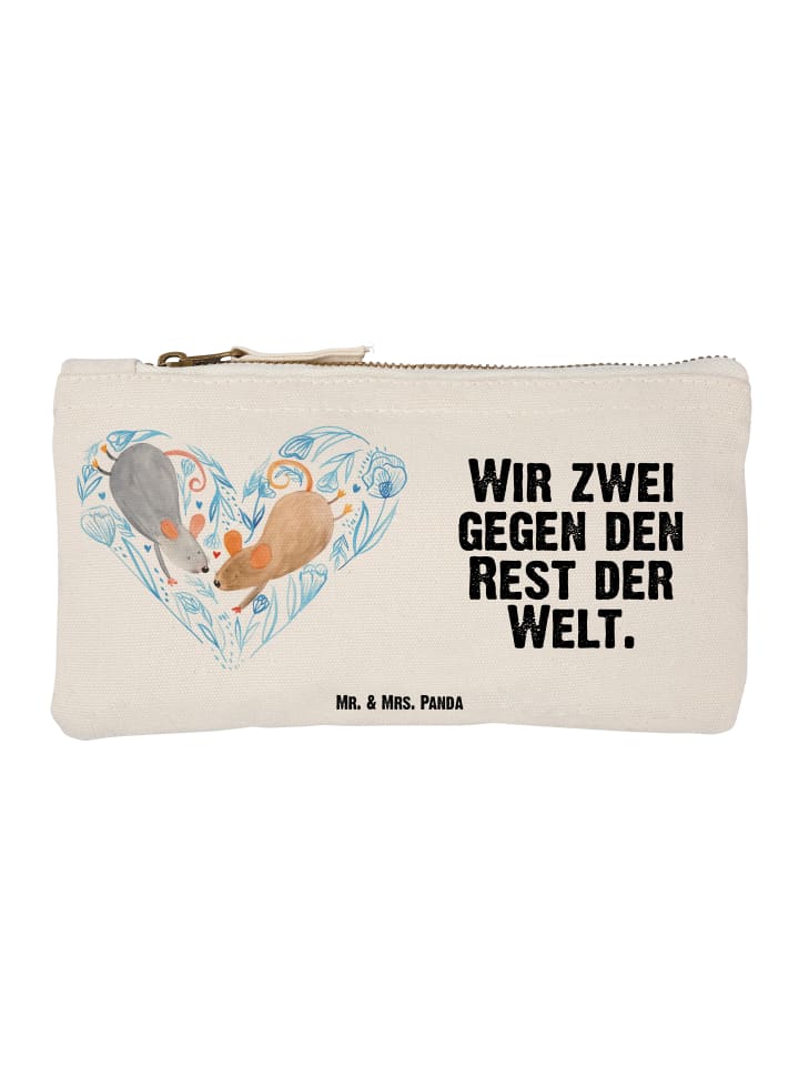 Mäppchen Mäuse Herz mit Spruch in Weiß
