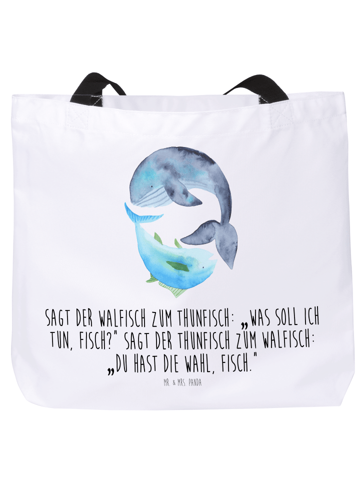 Tasche Walfisch Thunfisch mit Spruch in Weiß