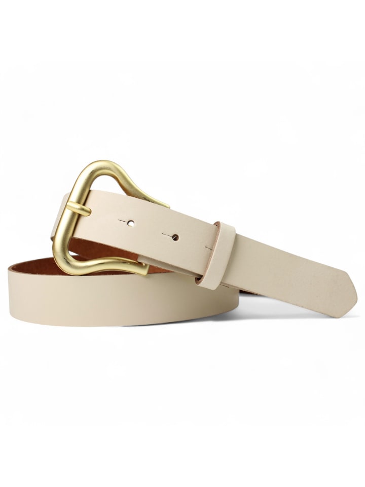 Damen Ledergürtel Gold in Creme