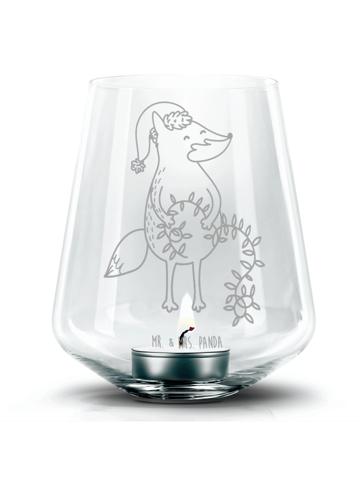 Glas Windlicht Fuchs Weihnachten ohne Spruch in Transparent