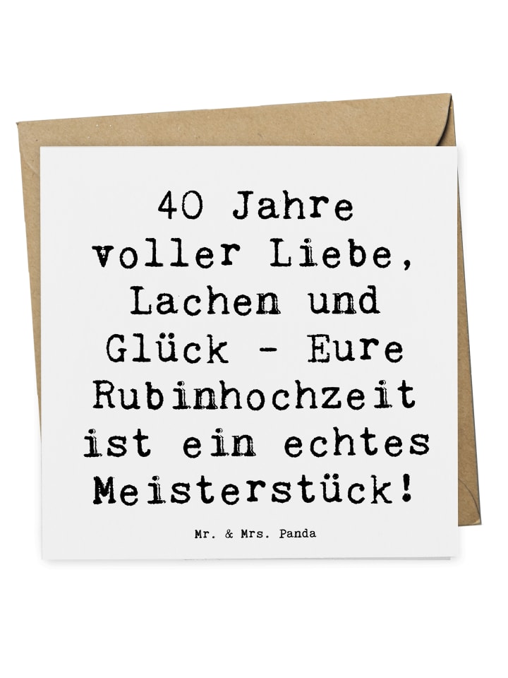 Deluxe Karte Spruch 40. Hochzeitstag Rubinhochz... in Weiß